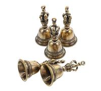 BESTYASH 5Pcs Brass Altar Bells Keychain Vintage Handheld Meditation Bells Desktop Decoration Wear-resistant Ritual Ornaments for Home Office Hotel