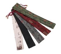 BESTYASH 5pcs Cotton Drawstring Fan Dust Bags for Folding Hand Fans Traditional Chinese Style Protective Pouches Khaki Gray Black Red and Green Portable Storage for Travel and Cultural