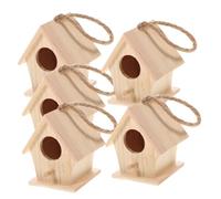 BESTYASH 5pcs Decorative Bird's Nest Wooden Artificial Birds House with Realistic Look Beige Mini Bird Nest Shape for Handmade Art Craft and Party Favor Garden Decoration Random Color