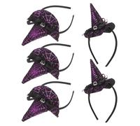 BESTYASH 5pcs Halloween Witch Hat Headband Gothic Spider Web Pattern Cosplay Costume Hair Hoop for Girls Dress up Halloween Party Hair Accessories