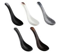 BESTYASH 5Pcs Japanese Style Ceramic Soup Spoons for Daily Dinner and Food Serving Vintage Design with Wide Application for Home Kitchen Restaurant Hotel Use