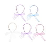 BESTYASH 5Pcs Pearl Headband for Kids Glow Dark Festival Hair Accessories Neon Hairbands for Halloween Christmas and Parties Random Color