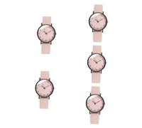 BESTYASH 5pcs Stylish Women Wrist Watch Leather Strap Elegant Grain Dial Simple Design for Casual Festive Occasions Her
