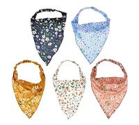 BESTYASH 5Pcs Triangle Hair Scarf for Women Elastic Headband Kerchiefs Soft Breathable Floral Patterns for Daily Wear and Special Occasions