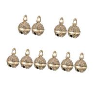 BESTYASH 5sets Vintage Brass Key Pendant Bell Charm for DIY Hanging Decor Antique Style Keychain Accessories for Home Car for Friends and Family 2pcs*5