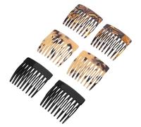 BESTYASH 6PCS Acetate French Side Combs Anti-Static Hair Styling Clips for Women, Small Portable Travel Hair Accessories with Leopard and Tiger Pattern, for Bun Chignon Up-Do