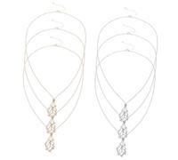 BESTYASH 6pcs Adjustable Stone Pendant Necklace with Metal Mesh Crystal Holder Cage Unique Link Chain Choker for Women Natural Raw Crystal Charm Jewelry for Versatile Fashion and Comfort