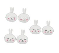 BESTYASH 6pcs Adorable Rabbit Shape Silicone Coin Purse Small Wallet for Girls White Clutch Bag Change Bag Lightweight and Portable