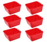 BESTYASH 6pcs Bird Feeding Cups for Rabbit and Chicken Cage, Red Pe Hanging Feeder Bowls with Easy Cleaning and Sturdy Non-deformable Design for Pet Owners