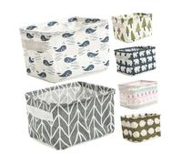 BESTYASH 6pcs Clothes Storage Container Fabric Storage Baskets Folding Basket Closet Organizer with Handles Clothes Organizer Bin Cotton Linen