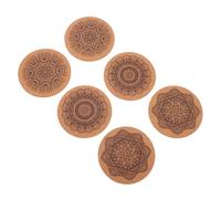 BESTYASH 6pcs Creative Mandala Printed Cork Coasters Insulated Round Bowl Pads for Glasses and Mugs Home Decor Drink Mats for Kitchen and Dining Table Protection