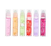 BESTYASH 6Pcs Fruit Moisturizing Lip Oil for Dry Chapped Lips Compact Hydrating Lip Protectors in Peach Orange Avocado Strawberry Grape Cherry Flavors