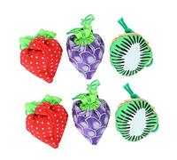 BESTYASH 6pcs Fruit Pattern Folding Shopping Bags Thicken Reusable Grocery Tote Pouches Portable Lightweight Foldaway Bags for Daily Shopping and Storage