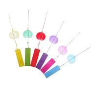 BESTYASH 6pcs Japanese Wind Bell Chimes Colored Glass Hanging Wind Chimes for Outdoor Balcony Garden Patio Decoration Traditional Edo Style Relaxing Melodic Tones