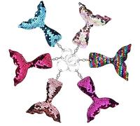 BESTYASH 6pcs Mermaid Tail Keychain Creative Key Hanging Ornaments for Backpack Charms Lightweight and Eye Catching Party Favors Pastel Deep Purple for Mermaid Theme Events