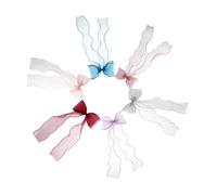 BESTYASH 6pcs Organza Bow Hair Clips Charming Ribbon Barrettes for Women Elegant Fairy Style Accessories for Weddings Parties and Photoshoots Wine Blue Light Purple Light Pink