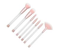 BESTYASH 7pcs Transparent Crystal Makeup Brush Set with DIY Empty Handle Rose Gold Tube Pink Bottom Professional Cosmetics Brush Set for Daily Use Makeup Lovers