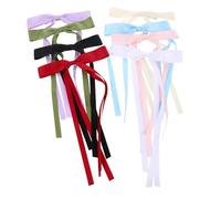 BESTYASH 8pcs Adjustable Ribbon Bow Hair Clips with Long Tassels Sturdy Duckbill Barrettes for Women Elegant Silk Bowknot Hairpins for Christmas Festival and Stage Accessories