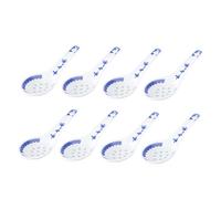 BESTYASH 8Pcs Ceramic Chinese Style Soup Spoons Heat Resistant Daily Food Spoons for Household Use Retro Simple Design with Natural Color Matching Porcelain Tableware for Parties and