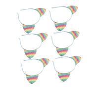 BESTYASH 8Pcs Rainbow Cat Ears Headband for Shiny Glitter Hairbands for Daily Wear Parties Cosplay Halloween Comfortable Eye Catching Accessories