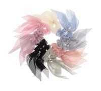 BESTYASH 8Pcs Solid Color Elastic Hair Bands with Buckle for Women Stylish Ponytail Holders and Hair Ropes for Any Occasion Includes Beige Green Dusty Pink Gray Khaki and Blue