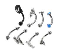 BESTYASH 8pcs Stainless Steel Eyebrow Piercing Jewelry Set Hypoallergenic Vintage Retro Eyebrow Bone Studs Curved Barbell Lip Studs for Women Skin-friendly Everyday Wear