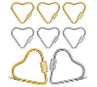 BESTYASH 8pcs Stainless Steel Screw Locking Keychain Heart Shape Locking Clip Stylish Lightweight Romantic Love Keychain Holder for Craft Enthusiasts Jewelry Making