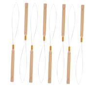 BESTYASH 8pcs Wig Crochet Set Wooden Handle Wire Hair Extension Loop Needle Hair Threader for Braiding and Styling Bead Device Tool for Salon and Home Use