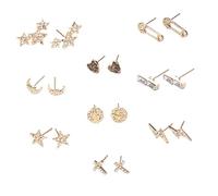 BESTYASH 9 Pairs Earrings Heart Dangle Studs Star Moon Cross Pattern Ear Drops Creative Ear Ornament for Girls