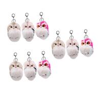BESTYASH 9pcs Fluffy Owl Keychain Creative Bag Hanging Ornament for Cell Phones Cars More Khaki Rosy Light Soft Charm Key for Birthdays Valentine Day Parties