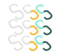 BESTYASH 9pcs Foldable Plastic S Hooks for Hanging Towels Clothes and Keys Antifall Design for Secure Bathroom Organization Portable Space Saving Hangers in Green White Yellow