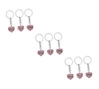 BESTYASH 9pcs Heart Shaped Keychain for Sisters Family Member Key Ring Pendant Pink Crystal Big Middle Little for Birthdays Mother Day and Special Occasions