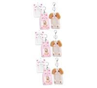 BESTYASH 9pcs Plush Animal Keychain Photo Card Holder Adorable Card Protector Transparent Sleeves for Easy Display Cute Dog Cat and Bunny Designs for Memories The Go