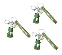 BESTYASH 9pcs PVC Geometric Keychains Creative Keyring Hanging Pendants for Purse Handbag Car Keys Durable Design with Lanyard Frog Decor for Personal Accessories