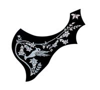 BESTYASH Acoustic Guitar Pickguard Easy to Install Wing Shaped with Flower Bird Pattern, Black Pvc Pick Guard, Protects Guitar and for Musical Instrument Accessories