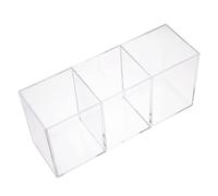 BESTYASH Acrylic 3-grid Pen Holder and Cosmetic Brush Organizer Storage Container for Makeup and Stationery Desktop Use