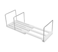 BESTYASH Adjustable Metal Bookends with Telescopic Design and Stable Portable Book Stand for Desk Use, White Plastic and Metal Rack Suitable for Home and Office Book Storage