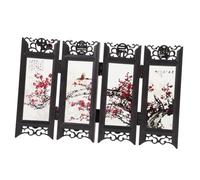 BESTYASH Antique Chinese Style Mini Folding Screen Desk Divider Privacy Panel Decorative Lacquerware Ornament Small Desktop Privacy Panel for Office and Home Decor