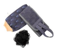BESTYASH Back Scrubbers Set with Thick Exfoliating Bathing Towel and Foaming Bath Ball Dual Sided Design for Hard to Reach Areas Soft and Durable Gray Three Piece Bath Exfoliating Tools