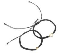 BESTYASH Bracelets Braided Rope Black Alloy String 2pcs Heart Shape Matching Bracelets Showing Friendship and Expressing Feelings for Mother and Daughter for Travel Commemorative Or