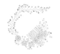 BESTYASH Bridal Flower Headband with Pearls and Rhinestones Elegant Crystal Hair Vine for Weddings Photoshoots Special Occasions Lightweight Floral Hair Pins for Brides and Bridesmaids