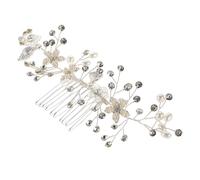 BESTYASH Bridal Hair Comb Silver Finish Wedding Hair Accessory with Pearl Rhinestone Leaves for Women Bridesmaids Photography Fit Prewedding Photoshoot Headpiece