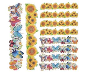 BESTYASH Bulletin Board Borders 20 Sheets Paper Flower Border Trim Kindergarten Classroom Border Spring Bulletin Board Trim wear-Resistant Delicate Pattern Design Butterfly