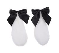 BESTYASH Bunny Ears Barrettes for Lightweight Decorative Hair Clip with Black Bowknot Soft Plush Lop Rabbit Ear Hairpin Women and Teens