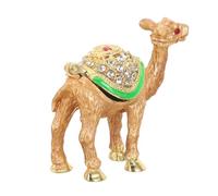 BESTYASH Camel Figurine Jewelry Box Zinc Alloy Jeweled Trinket Organizer with Hinged Lid Gold Middle Eastern Keepsake Storage Case for Rings and Wedding Favors