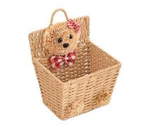 BESTYASH Cartoon Bear Wicker Basket Hanging Baskets Willow Storage Container Open Design Easy to Carry Lovely Style for Home Party Favor Storage