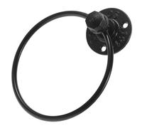 BESTYASH Cast Iron Toilet Roll Holder and Wall Mounted Towel Storage Ring in Black Iron with Industrial Vintage Style Sturdy Bathroom Towel Hanger for Organising