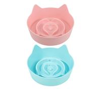 BESTYASH Cat Feeding Bowls Cute Slow Eating 2pcs with Non-slip Base Slow Feeder Bowls Plastic Ear Shape for Kittens and Cats for Indoor Pet Feeding at Home