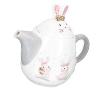 BESTYASH Ceramic Bunny Kettle Easter Teapot 1pcs Embossed Porcelain Water Jug Kitchen Supplies Decorative Rabbit Design for Dining and Entertaining