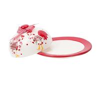 BESTYASH Ceramic Butter Service Dish with Lid Food Grade Storage Plate for Butter Cheese Biscuits and Snacks Dust Cover Stylish Floral Design for Household and Parties